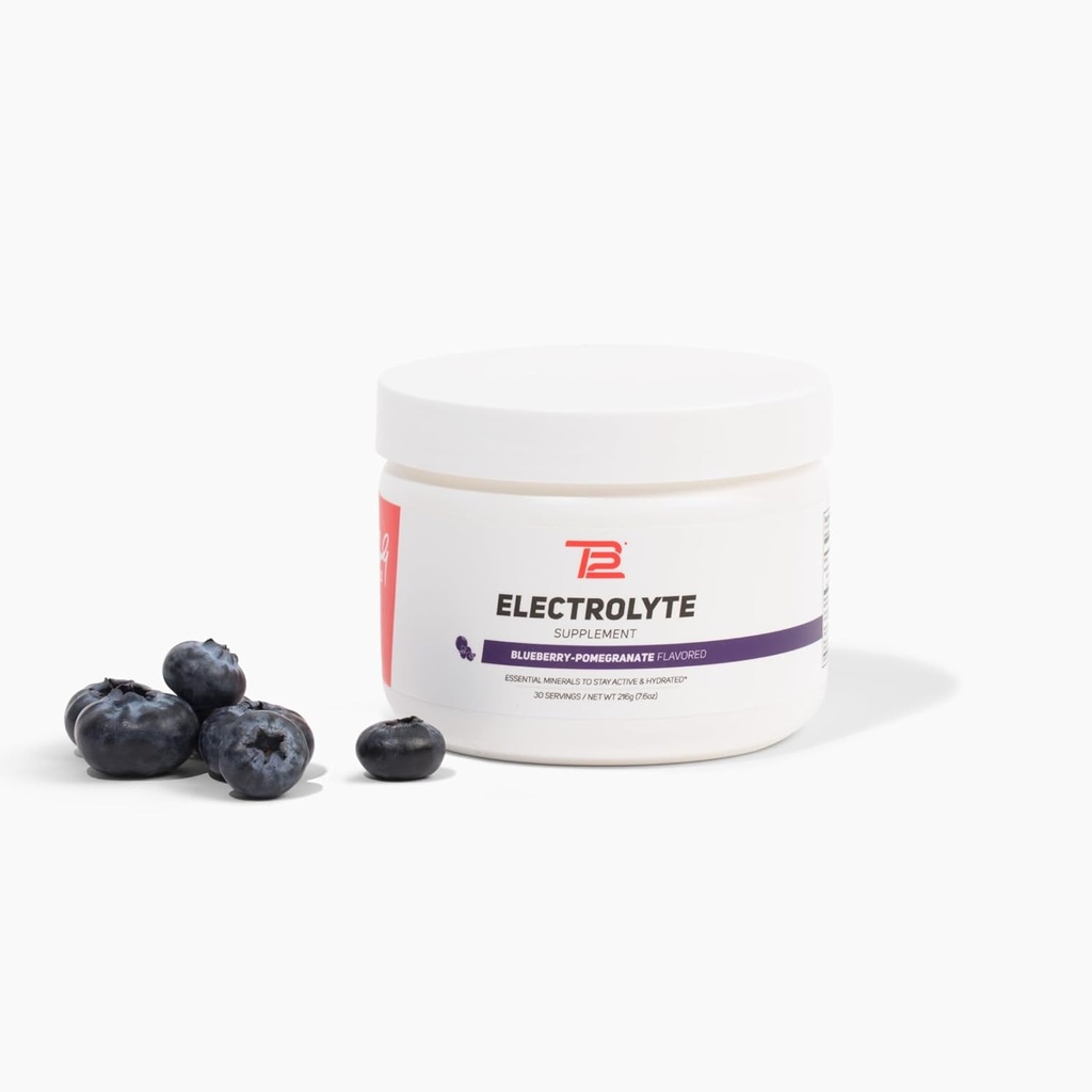 TB12 Electrolyte Powder Blueberry Paxemenate - Mineral- Rich Electrolite Powder for Fast Hydration by Tom Brady - Natural, Low Sugar, Vegan, Gluten- Free, Easy to Mix - 30 Servings (1 Jar)