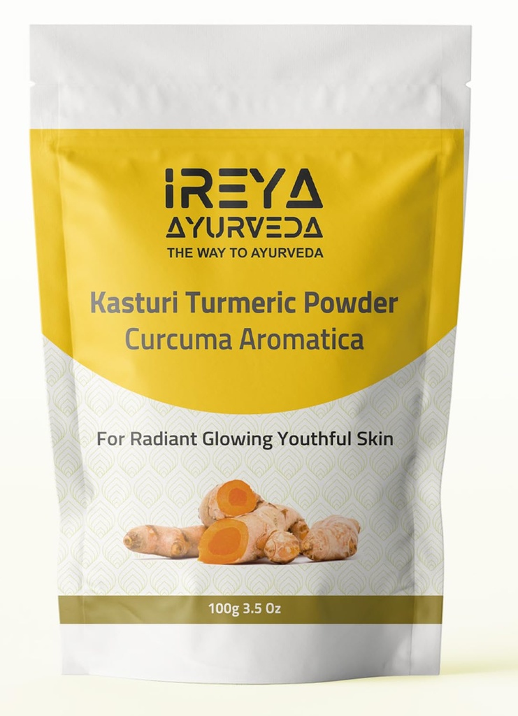 Kassuri Manjal Powder for Skin and Face Care (3.5 oz): 124; Kasturi Turmeric, bubuk Turmeric liar 124; Curcuma Aromatica 124; Membantu dalam Glowing Skin Acne dan kulit Radiant 100g
