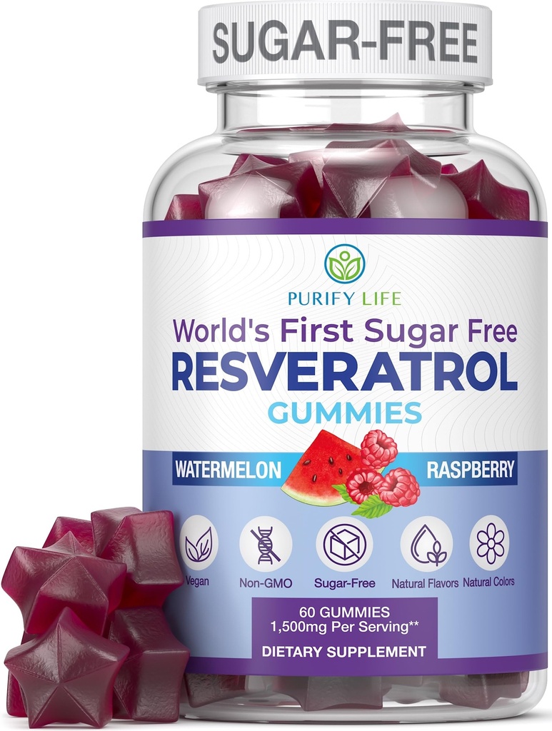 Sugar-Free Resveratrol Gummies - Mampu-Aging Antioksidant - Resveratrol Support Digetile & Ammune Health - Natural Herb for Cell Growth & Repair - Easy Chewable NMN Alternative