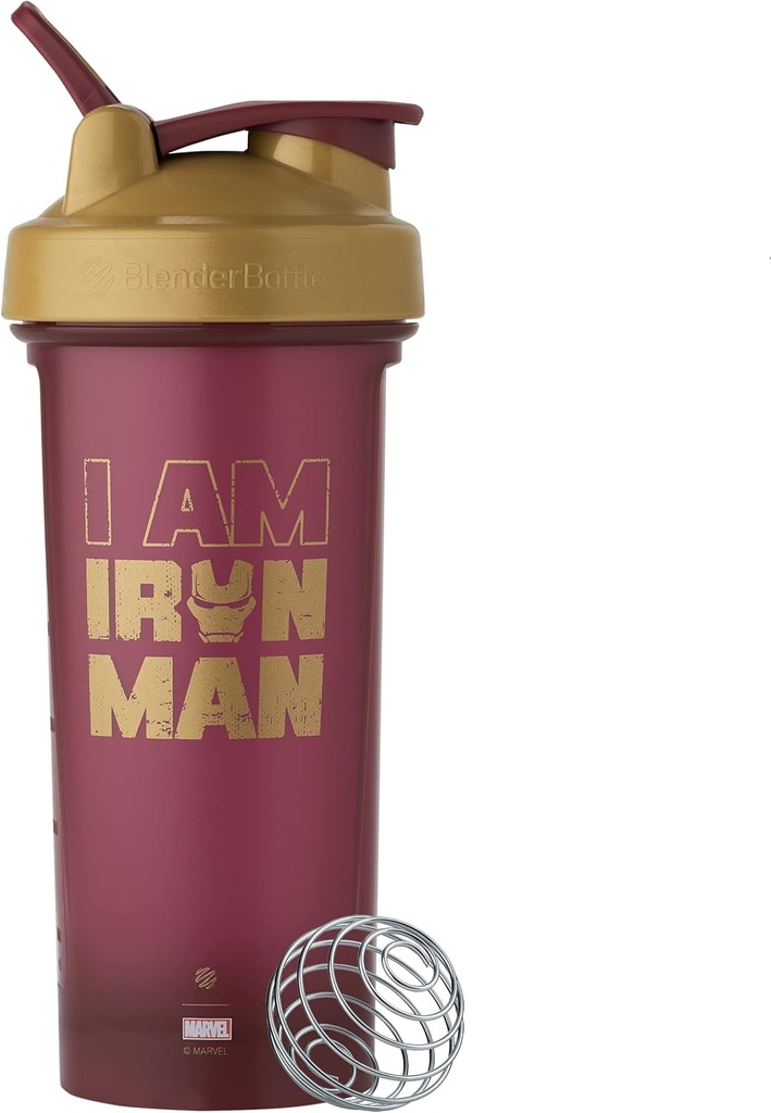 BlenderBottle Marvel Classic V2 Shaker Bottle Perfect for Protein Shakes and Pre Workout, 28- Ounce, Iron Man