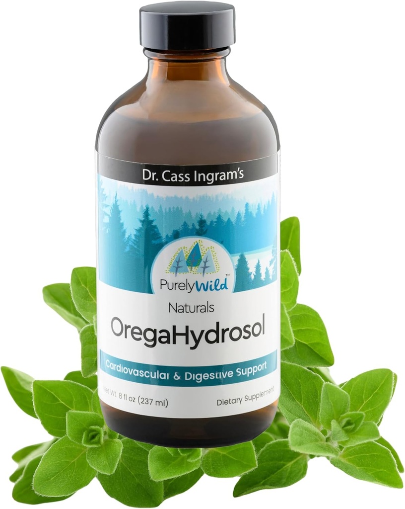 PURELY WILD Dr Cass OregaHydrosol - Wild Mediterania Oregano Juice for Imune Dulunge, Respiratory & Digetical Health - Non GMO Wild - Pure Steam- Digilled Essence (8 flfl oz)