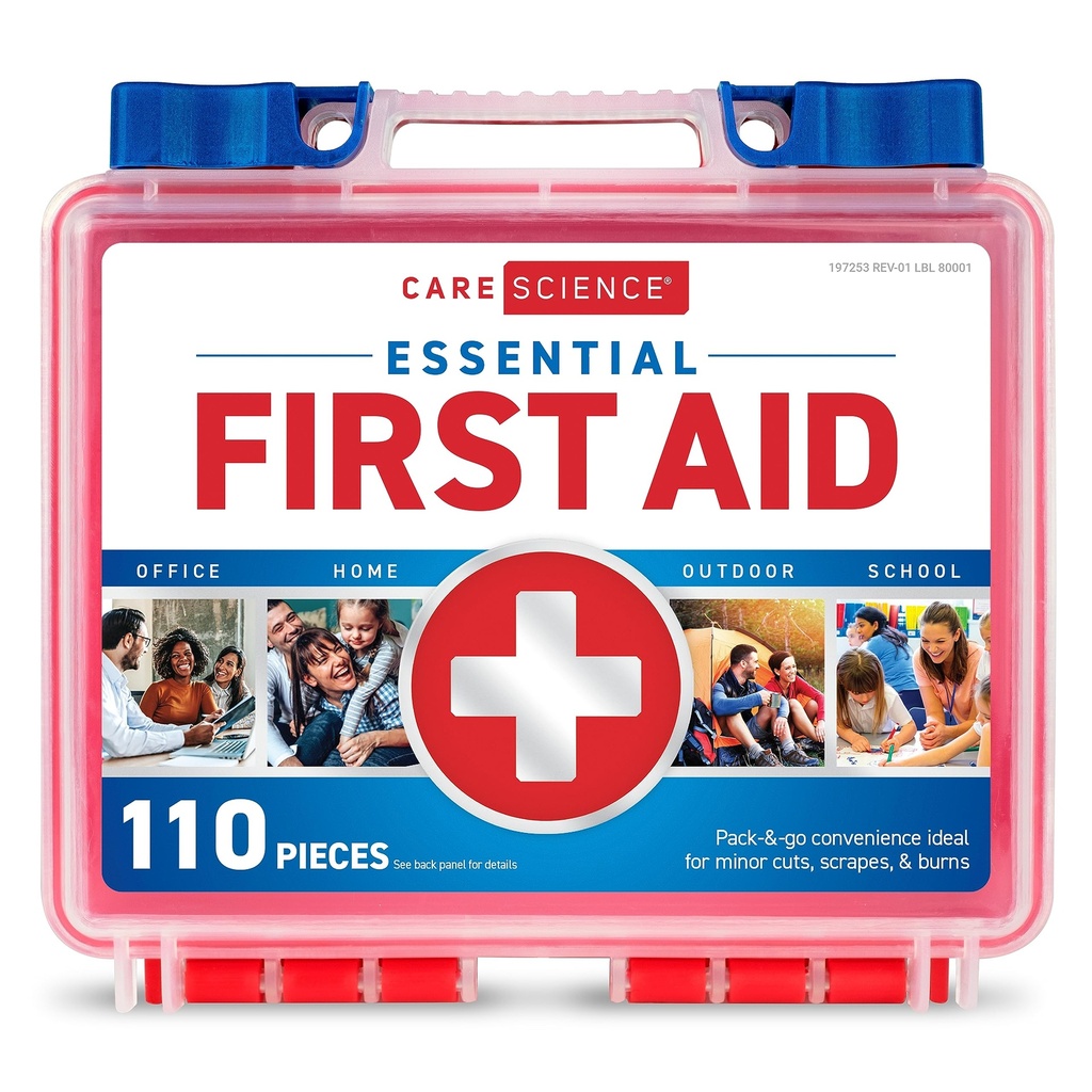 Care Science Aid Kit, 110 Pieces 124; Penggunaan Profesional untuk Perjalanan, Pekerjaan, Rumah, Rumah, Mobil, Darurat, Camping, Hiking, dan More