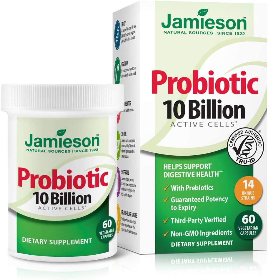 Jamieson Probillion 10 Milyar - Tambahan Probiotik Harian (Pria dan Perempuan (60 Count).