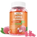 HMB dan Leucine Gummies Suplemen: Suplemen HMB untuk Pria 1500mg dan Leucine Amino Acid untuk Pemulihan Otot Memperbesar Muscle Mass Improve Endurance No-GMO Gula Bebas Peach 60 Gummies