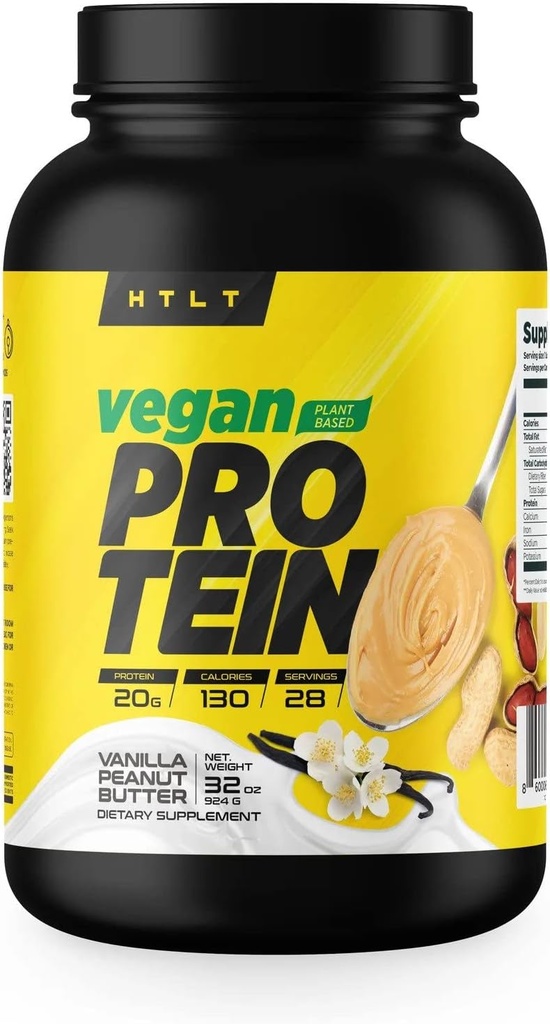 Vegan Protein oleh HTLT 124; Tanaman berbasis Protein Powder 124; Pea & Rice Protein Powder Black Blast 124; untuk High- Protein Shakes dan Treats Baked, (Vanilla Peanut Butter)