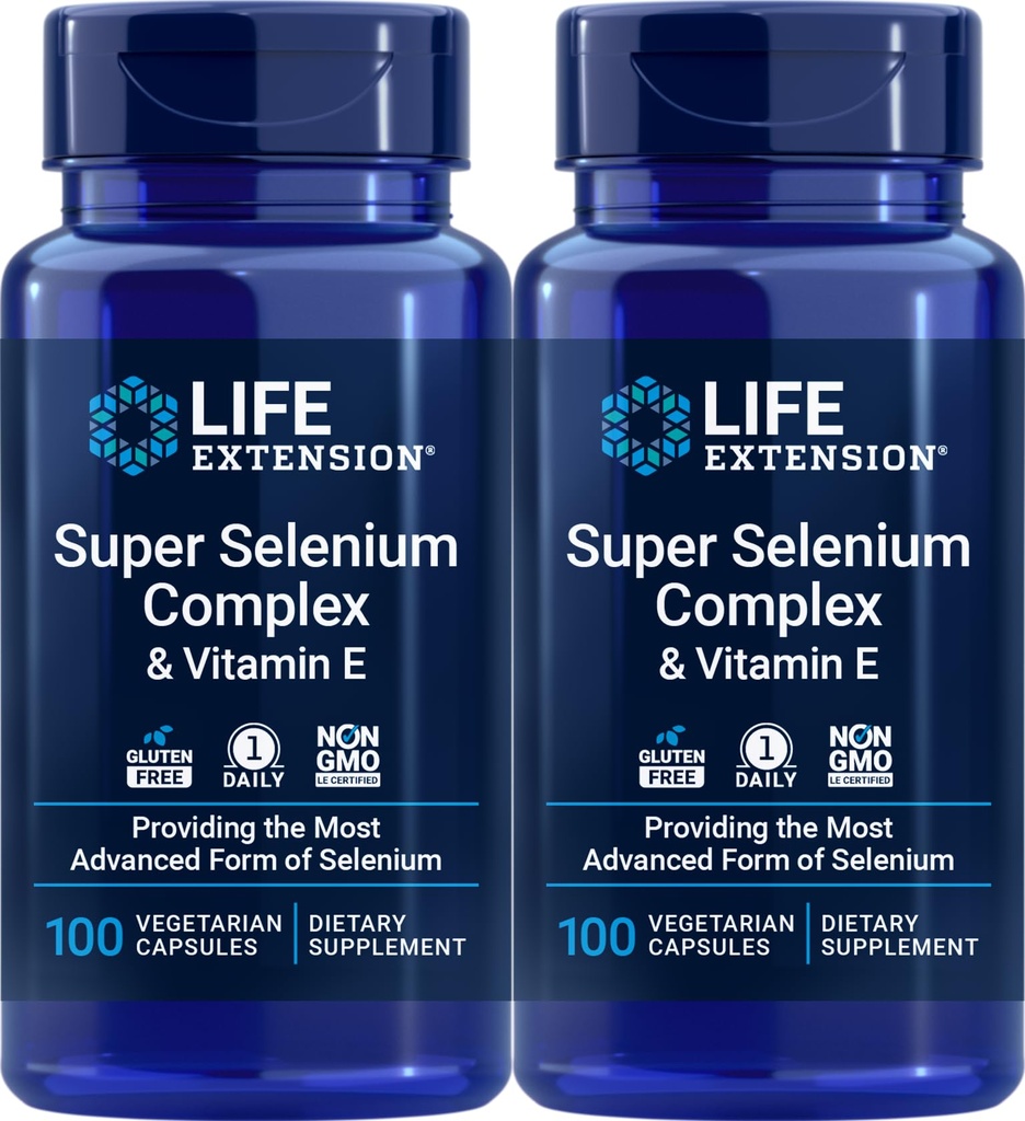 Ekstensi Hidup Super Selenium Kompleks 200 mcg & Vitamin E, 100 Veg Caps (Paket 2)