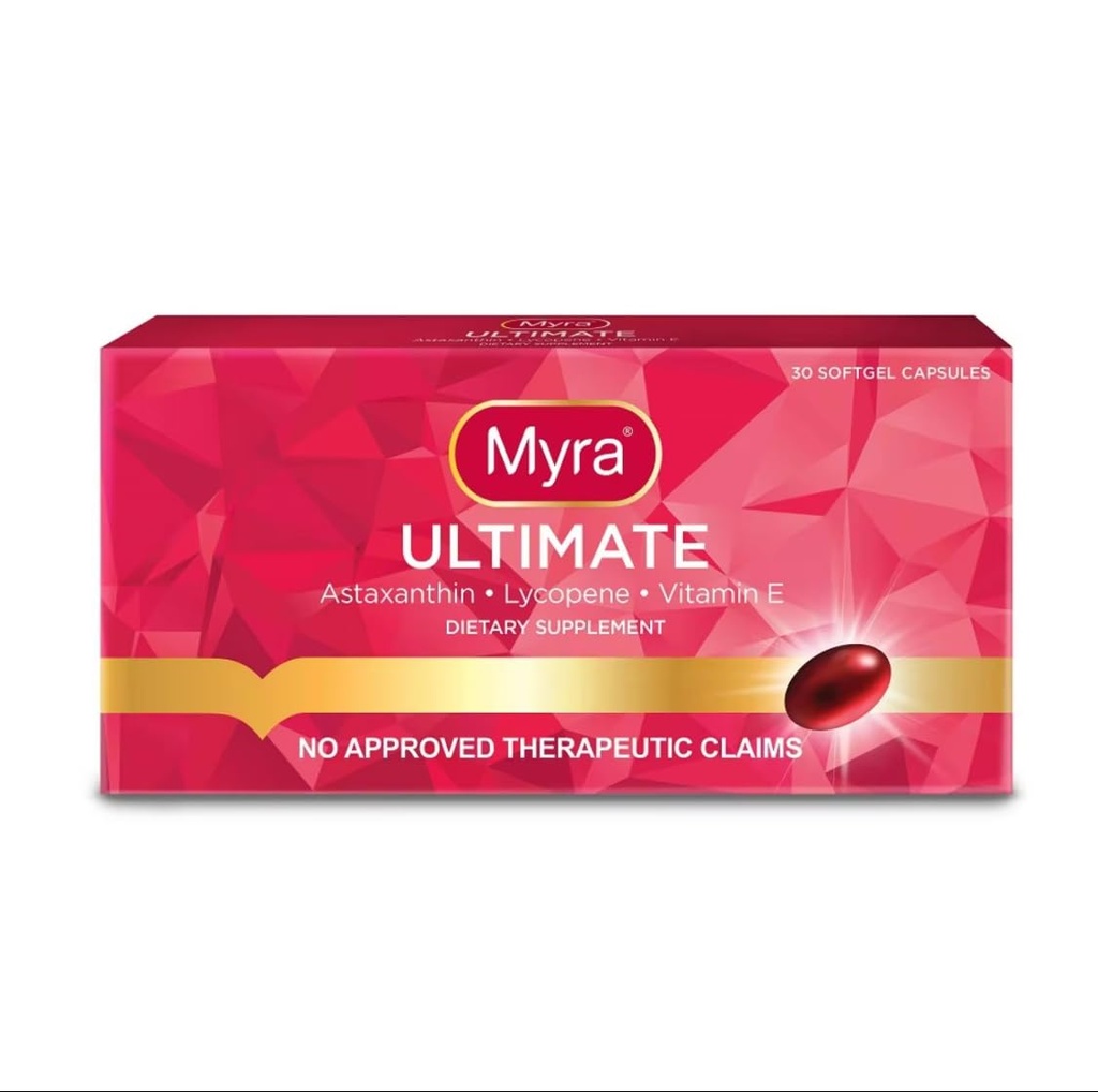 Myra Utimate dengan Astaxanthin, Lycopene dan Vitamin E, 30 Softgel Capsules