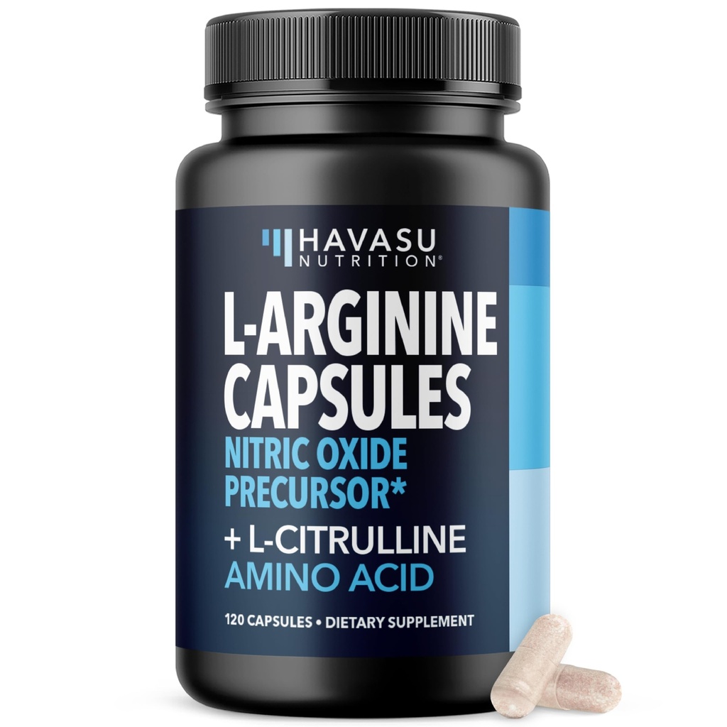 L-Arginine Kapsul dengan L-Citrulline - Nitric Oxide Suplement - L Arginine dan L Citruline Blend - 120 Count - Vegan, Non-GMO Capsules for Performance, Endurance and Muscle Suppply - 2 Bulan