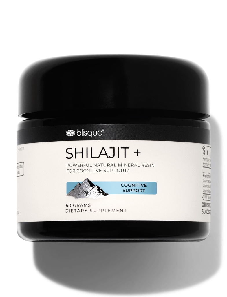 Blisque - Pure Himalaya Organic Shilajit Resin Suplement 124; untuk Cognitive Dukungan 126; dengan Organik Bacopa dan Gru Kola 124; Authentic dan Natural 124; 60 Grams