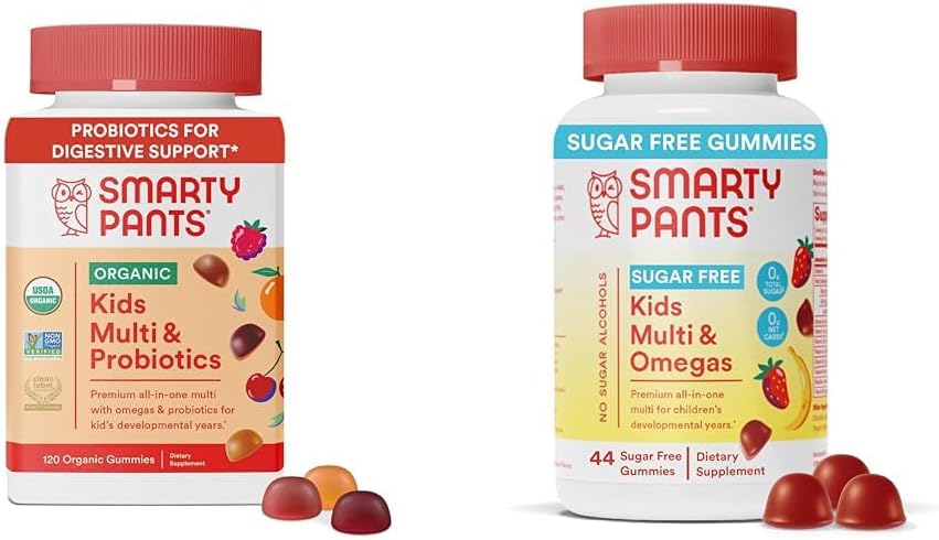 Anak SmartyPants Multivitamin Gummies Bundle: Produksi Organik, Omega 3, Vitamin D3, C, B12, B6, A, K & Zinc Immune Dukungan, Sugar Free Strawberry Banana, 164 Count