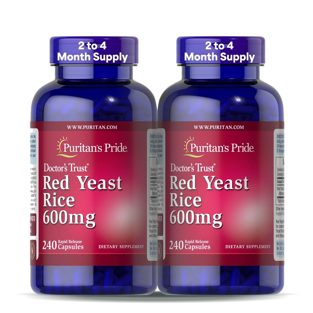 Puritan 's Pride Doctors Trust ® Red Yeast Rice 600mg, Dietary Suplement, 240 Rapid RAPSUles, 2 Pack