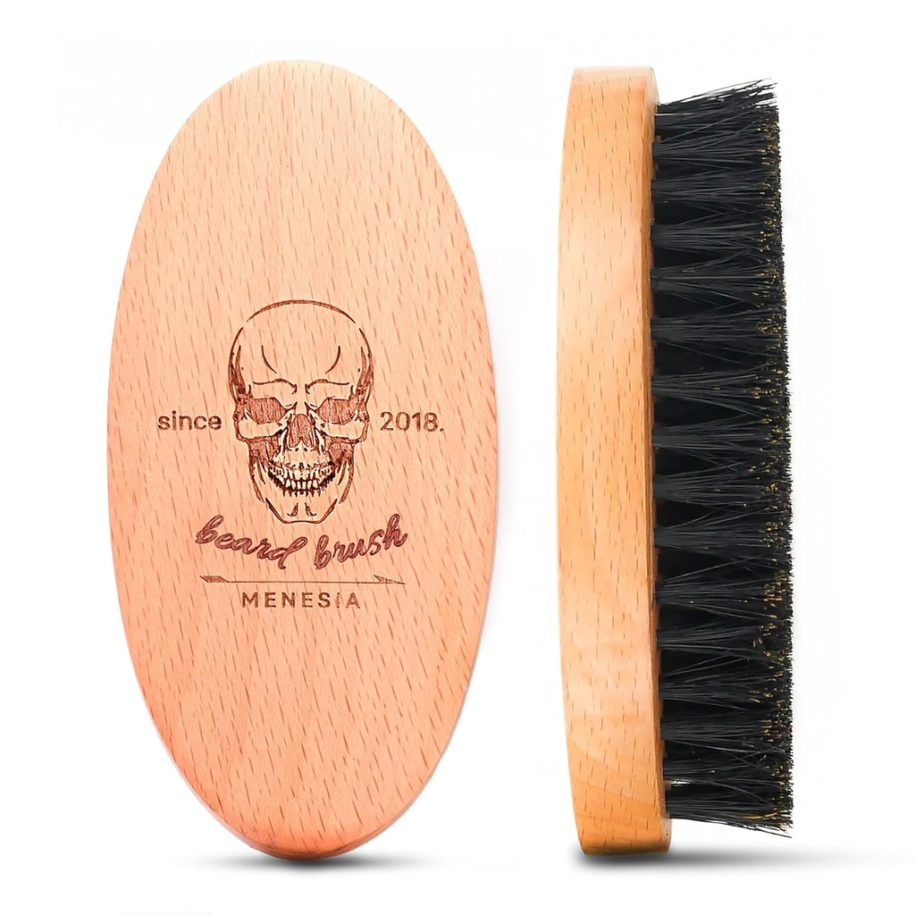 Boar Bristle Hair Beard Brush for Men, Pocket Travel Men 's Wooden Small Soft Beard Brush (Skush)