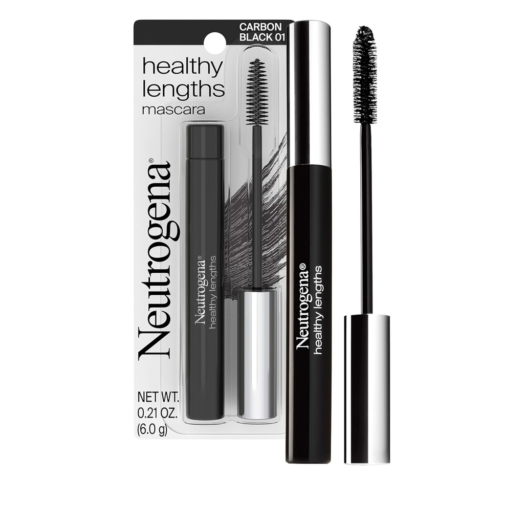 Neutrogena Healthy Lengths Mascara - dengan Vitamin E & Olive Oil, Lengthening Formula Extenting Tampilan Anda Lash sampai 100% tanpa Clumping, Flaming atau Smudging, Karbon Black 0.21 oz