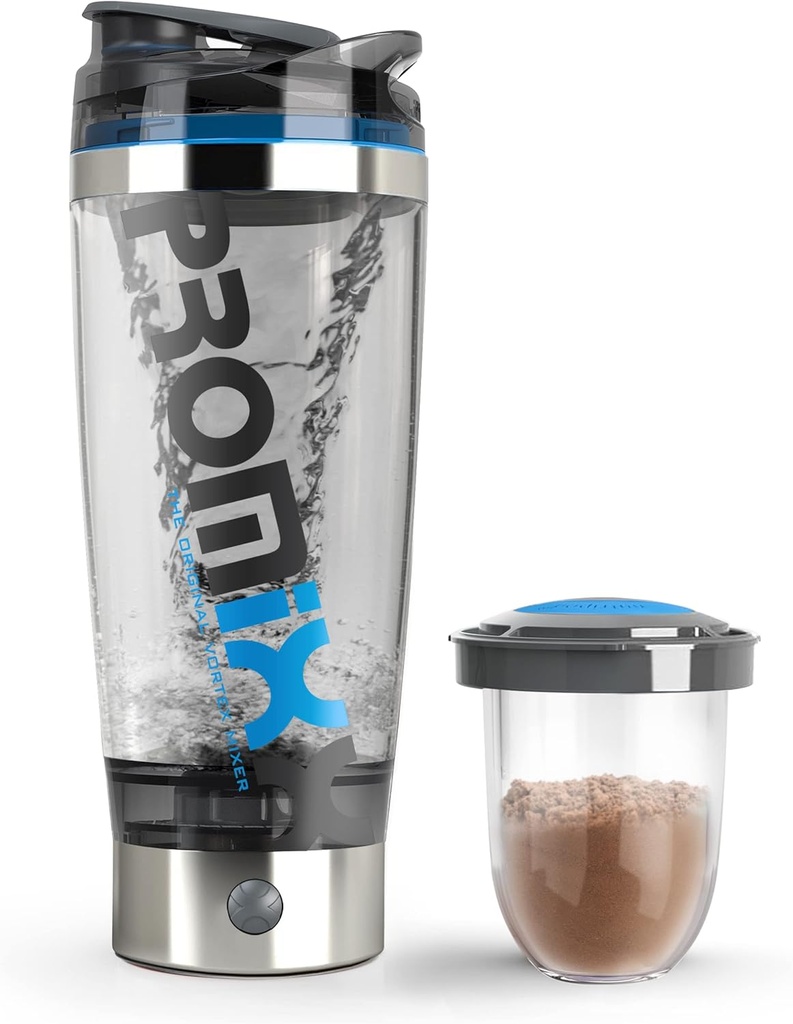 Projeksasi Botol Pro Shaker (iX-R Edition) Abo124; Dapat diisi ulang, sangat kuat untuk Smooth Protein Shake 124; termasuk Penyimpanan Tambahan - BPA Free 124z Cup (Silver Blue / Gray)