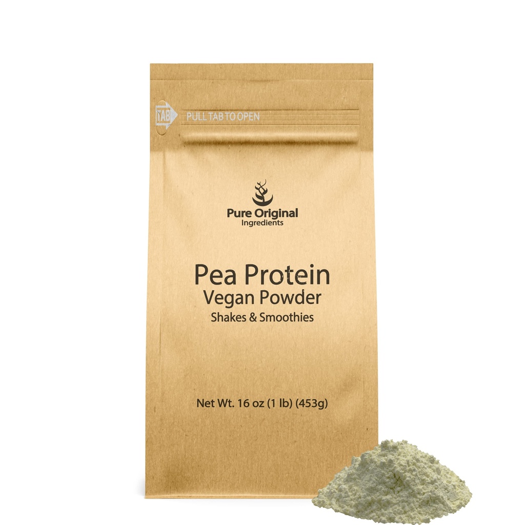 PURE ORIGINAL INGREDIENTS Pea Vegan Protein Powder (1 lb) Gluten Bebas, dari Yellow Peas