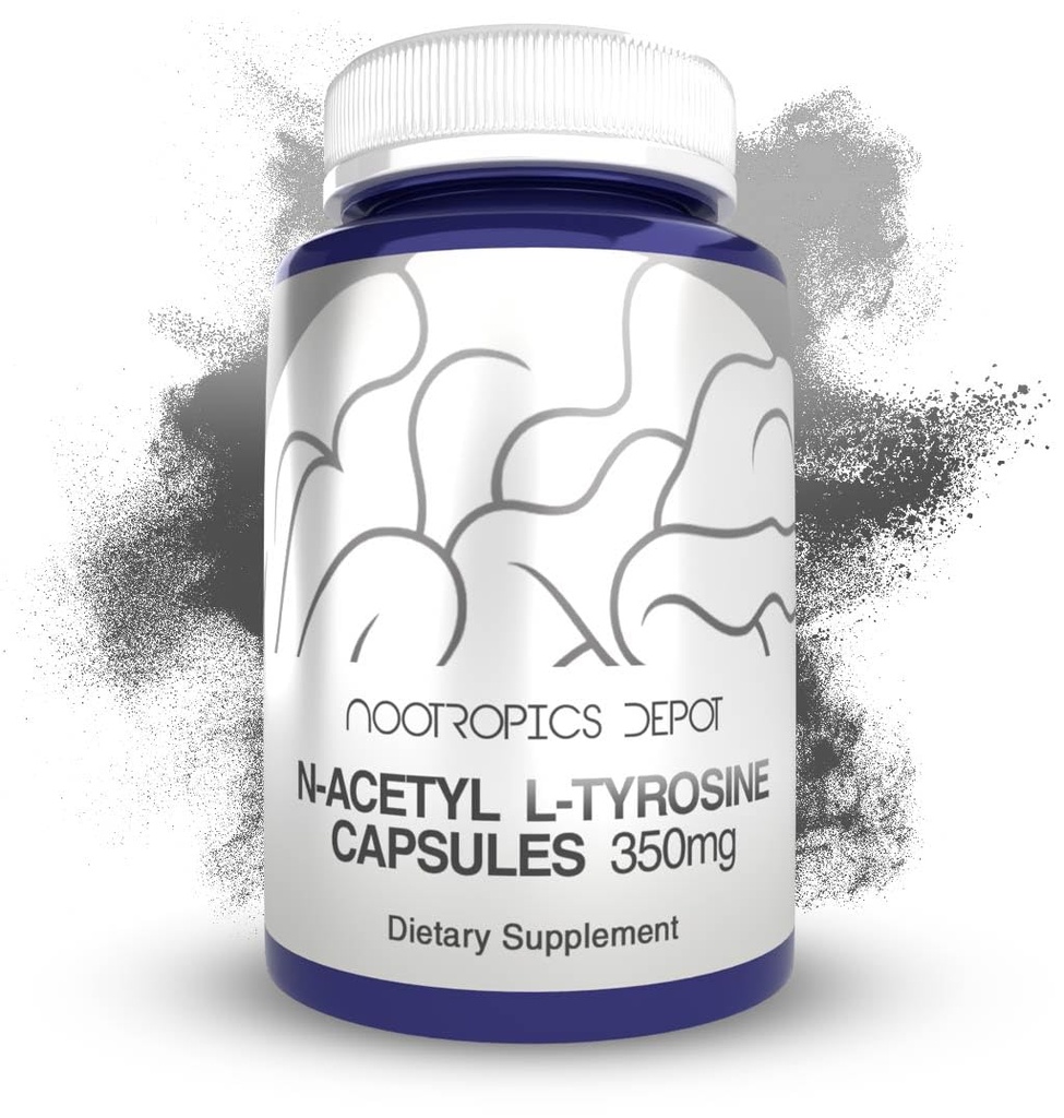 Nootropics Depot N-Acetyl L-Tyrosine Capsules 124; 350mg 124; 120 Count 124; NALT 124; Amino Aciid Suplemen 124; Persediaan Alam: