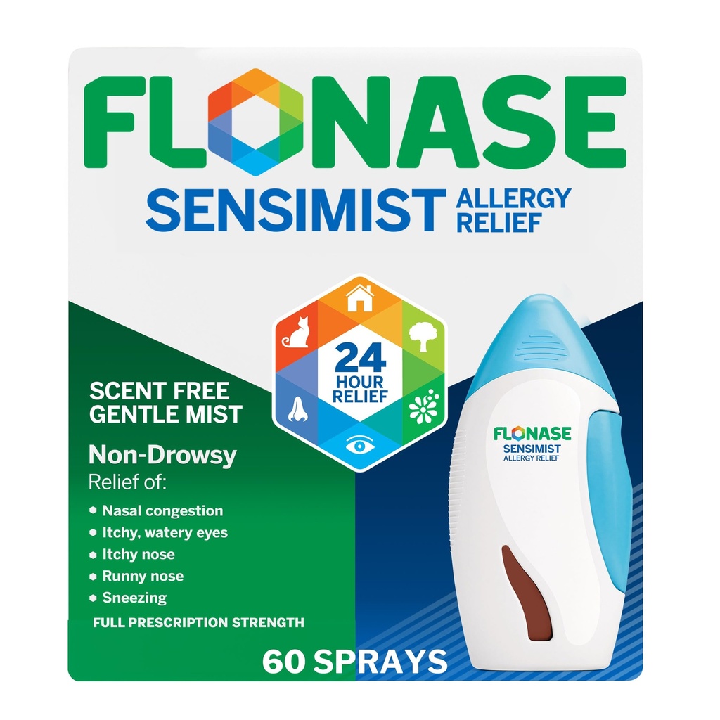 Flonase Sensimest Relief Nasal Spray untuk Non- Drowsy, 24- Hour Multimtom Allergy Relief - 60 Spray