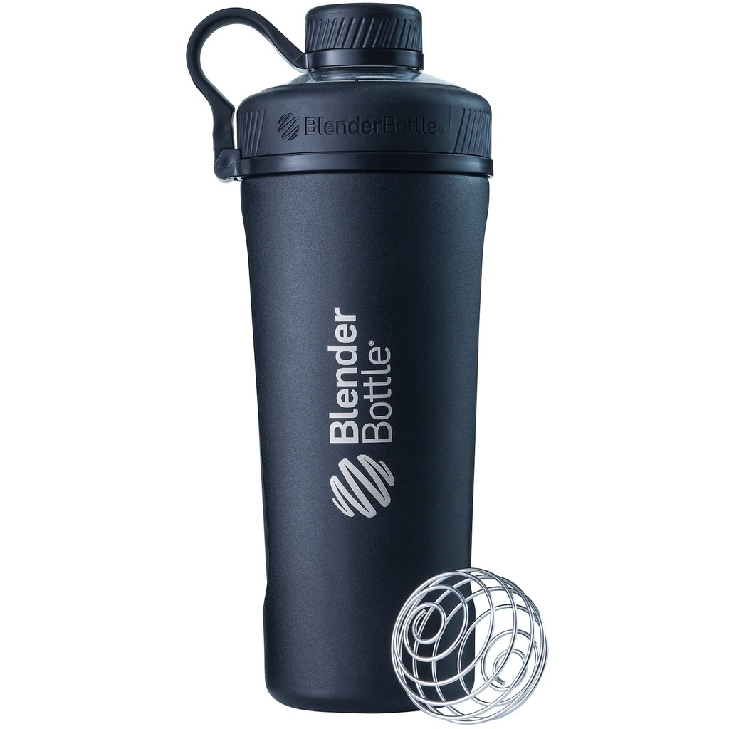 BlenderBottle Radian Shaker Cup Insulated Stainless Steel Water Bottle with Wire Whisky, 26- Ounce, Matte Black