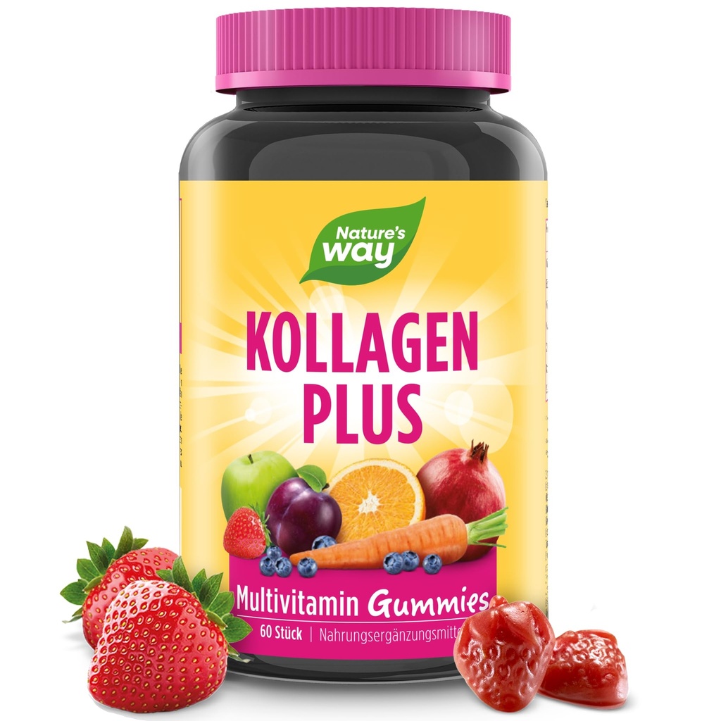 Alam Hidup! Rambut, Skin & Nails Premium Gummies, Beauty Formula *, dengan Collagen, Biotin, Vitamin C & E, Strawberry Flavored, 60 Gummies