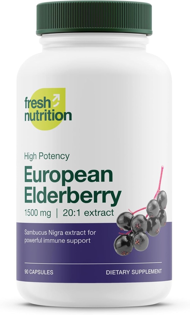 Dukungan Elderberry Immune - DNA terkuat Diverifikasi 1800mg Sambucus Black Elderberry - Mudah untuk menelan Elderberry Capsule - Kuat Booster - Gluten Bebas, Soy Bebas, Non GMO, Vegan Aman