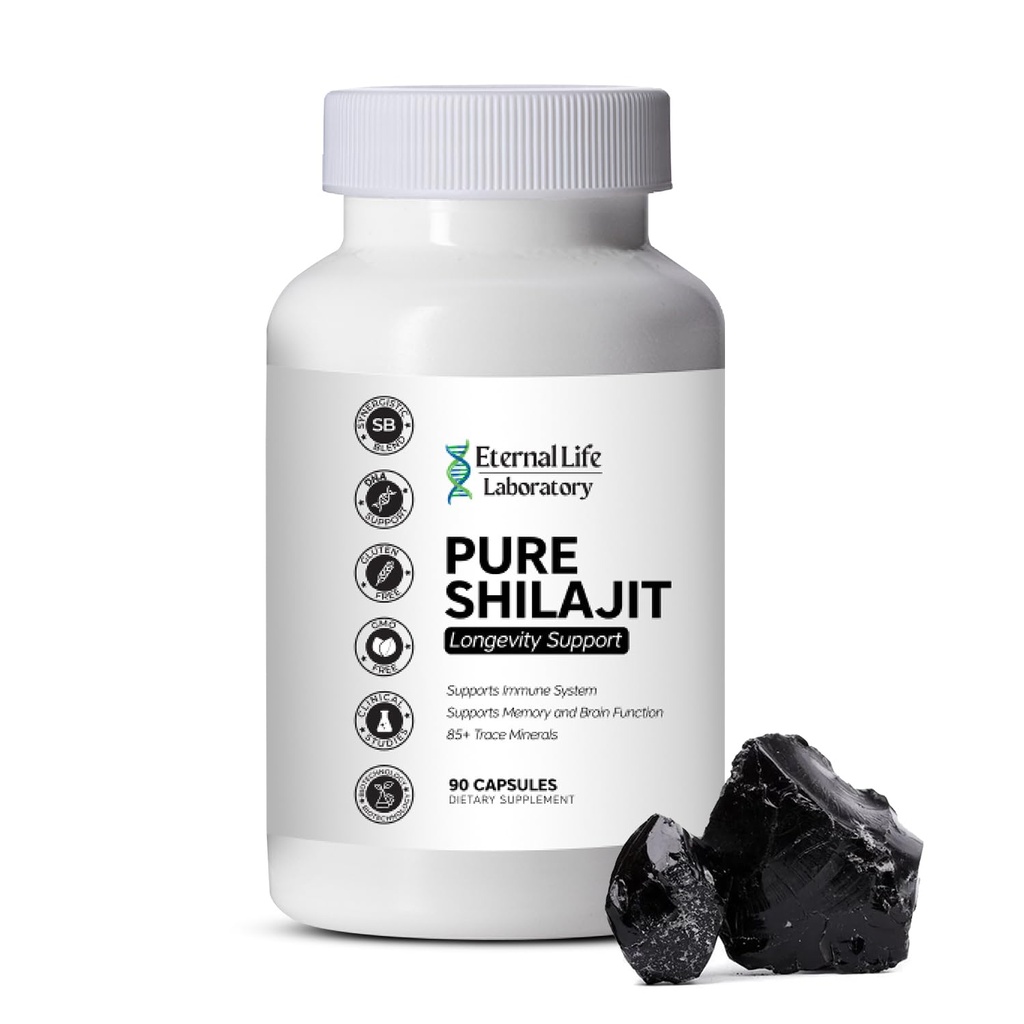100% Pure Shilajit, Hilayan Organik Shilajit untuk Pria & Perempuan, 85 + Trace Minetrail Rich di Fulvic Acid Shilajit Suplemen Energi & Imune System 100mg 90 Count