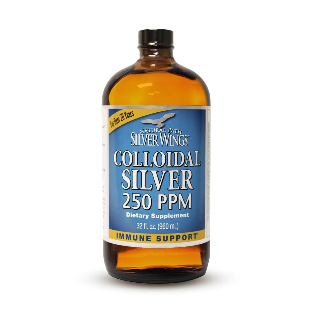 Path Natural Silver Wings Colloidal Silver Liquid - Enhanced Immune Supplemen - 250ppm (1250mcg) - 32oz