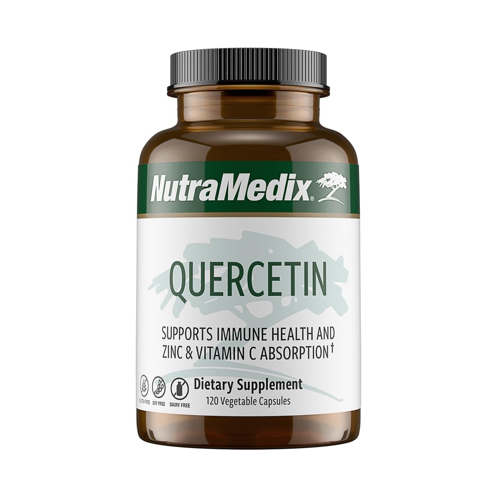 NutraMedix Quercetin - Quercetin 500mg Capsules - Antioksidant & Imune Support for Heart Health - Aids in Zinc Absorpsi (120 Vegetarian Capsules)