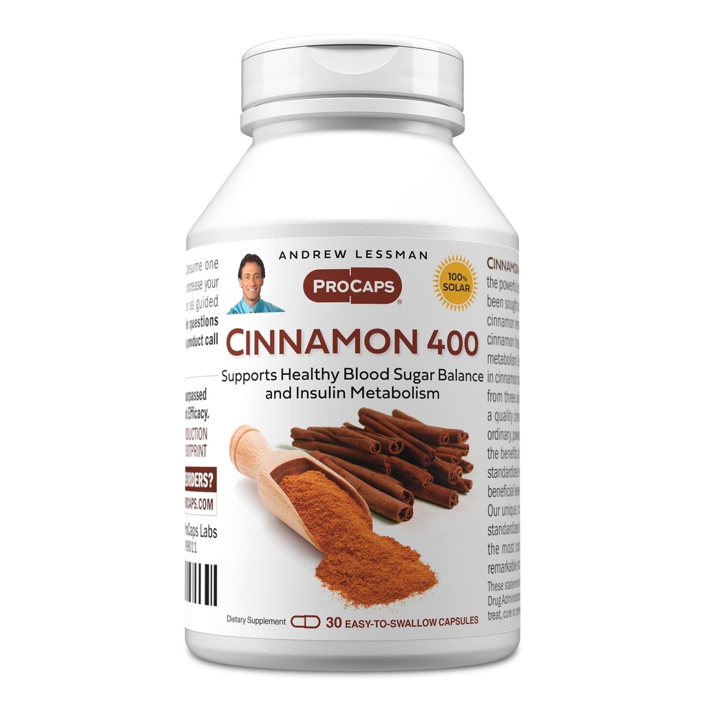 ANDREW LESSMAN Cinnamon 400mg - 30 Capsules - Potensi Tinggi, Ekstrak Standardisasi. Tidak ada Addonist. Kecil Mudah untuk menelan Kapsul