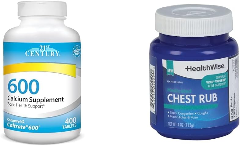Abad ke-21 Calcium 600mg Tablet 400 Count & HealthWise Diobati Chest Gosok 4oz Cough Supresan