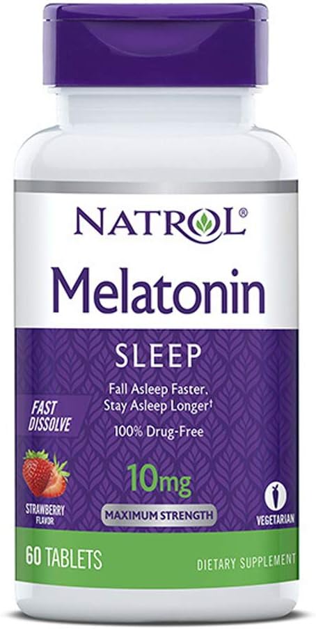 Natrol Melonatin Maksimal Kekuatan Cepat melarutkan rasa Strawberry 10 mg 60 Tablet (Paket 2)
