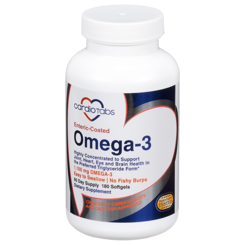 Suplemen Omega-3 Hiburan Ikan Dilapisi, Formulir Trigliseride, 1100 mg Total Omega-3 Acids Gendut, Non-Dairy dan Gluten- Bebas, Hiburan Khusus Dilapisi Softgels untuk No Fishy Burps - 180 Count