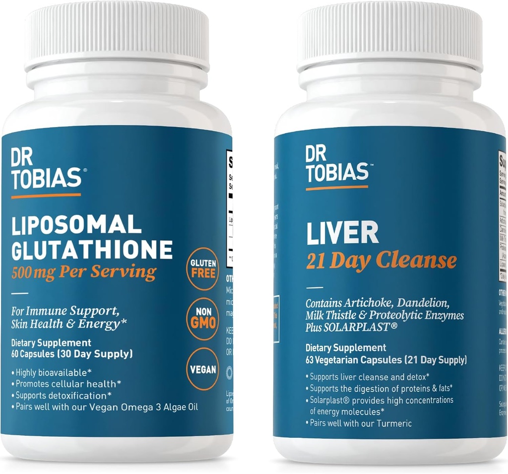 Dr. Tobias Liver, hari ke 21 Cleanse dan Glutathione Lipox - Mendukung Detox Liver, Fungsi Imune, dan Tingkat Energi - Vegan, Non-GMO