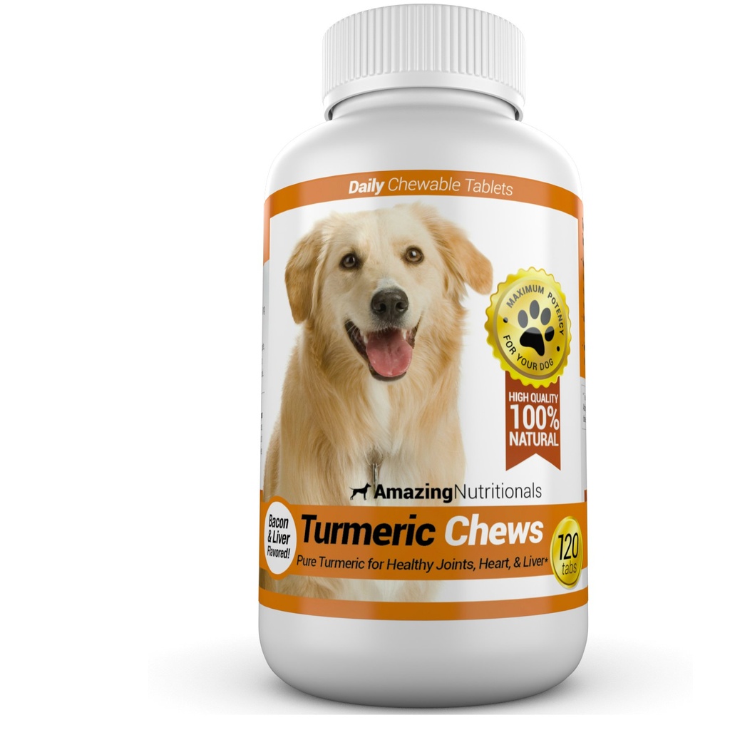 Amazing Turmeric for Dogs Curcumin Pet Antioksidant, Eliminates Joint Pain Inflammation, 120 Chews