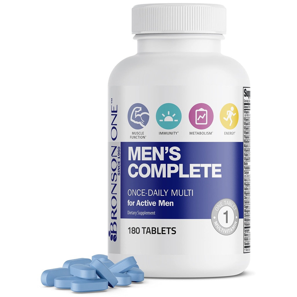 Bronson One Daily Men 's Complete Multiminer On- Daily Multi for Active Men, 180 Tablet