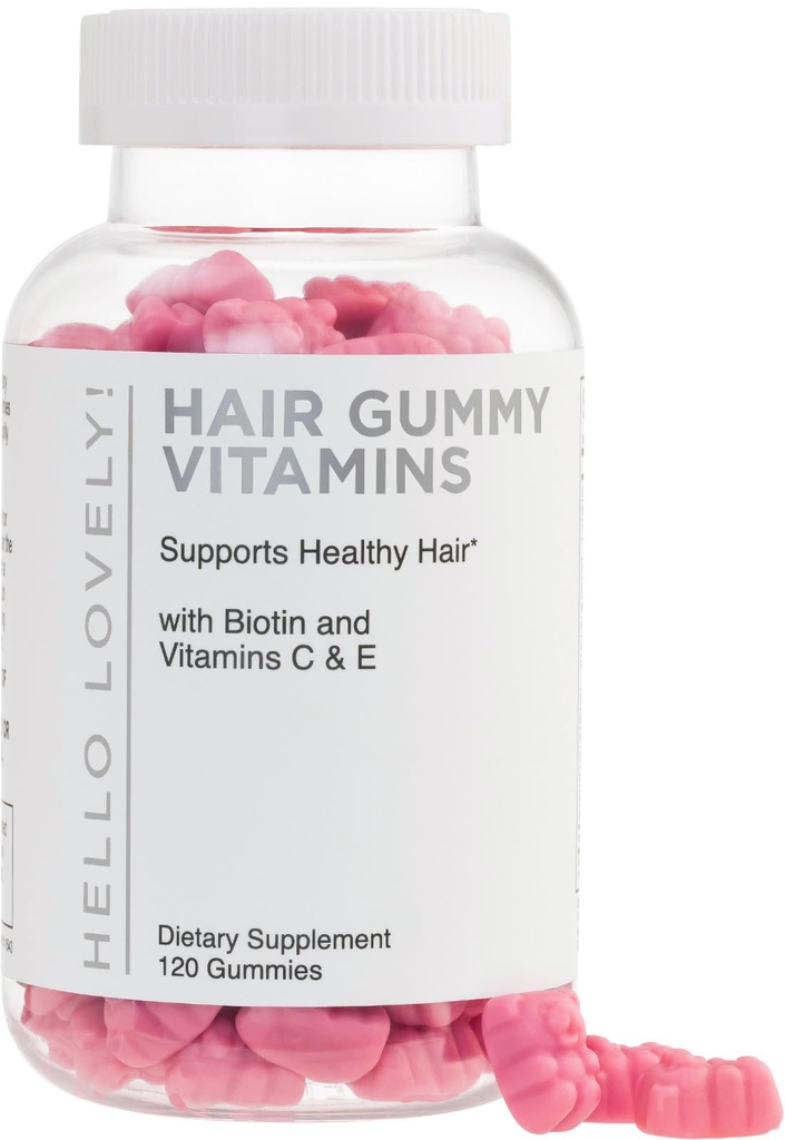 Gumne Rambut Vitamin - Biotin 5000 mcg dengan Vitamin E, C & Zinc, Pertumbuhan Rambut Vitamin untuk Perempuan & Pria - Lebih Kuat, Rambut Cantik, Skin & Nails Tambahan, Non-GMO & Gluten- Free - 120 Gummy Bears
