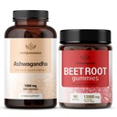 HERBAMAMA Ashwagandha dan Beet Root Kit - Bundle of 1500 mg Ashwaganda Root Capsules & 1500 mg Beet Root Gummies - Vegan, Non- GMO, Glatin- Free - 2 Pack
