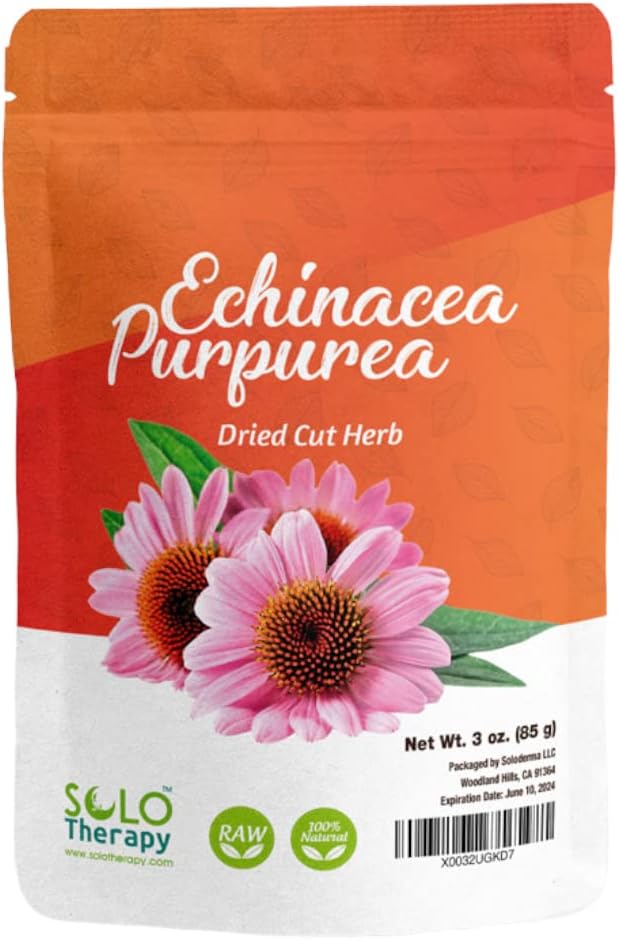 Echinacea Purpurea Herb 3 oz, Echinacea Purpurea Herb Tea, Dry Cut Herb, Realoable Bag, Premium Quality, 100% Natural