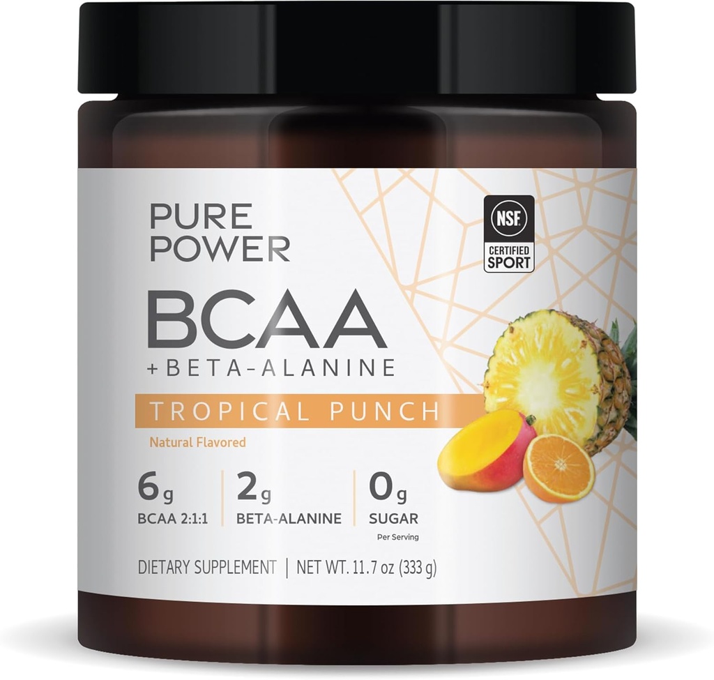 Power BCAA + Beta- Alanine, Tropical Punch Flavor, 11.7 oz (333 g), 6g BCAA, 2g Beta- Alanine, 0g Sugar, Non-GMO, Dr. Mercola