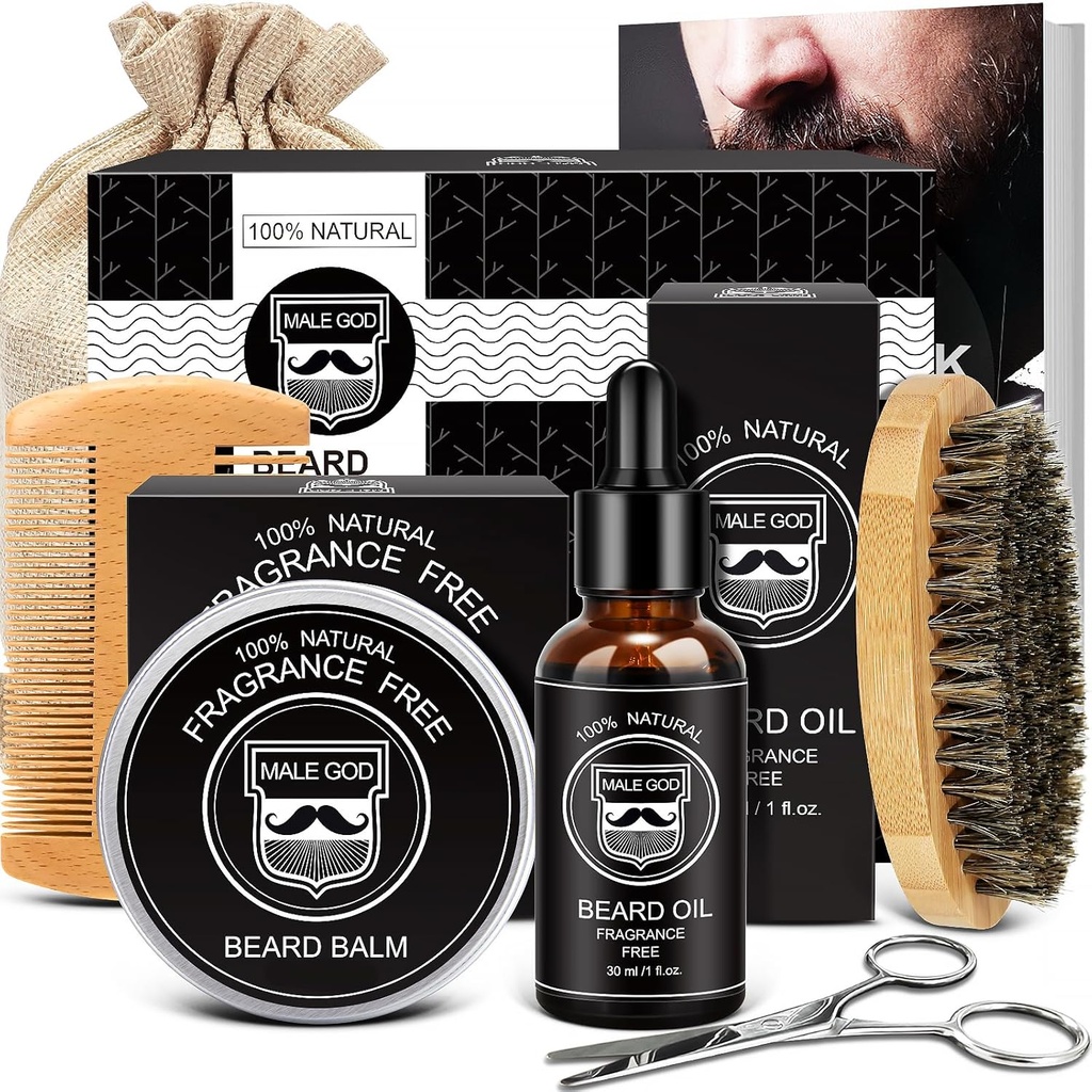 Male God Beard Kit w / Natural Ingreations, Sutable for All Skin, Birthday Gifts 124; Anniversary Gifts 124; Christmas Gifts 124; Mins Stocking Stuffers 126; Gifts for Men, Him, Suami, Pacar, Ayah, Teman