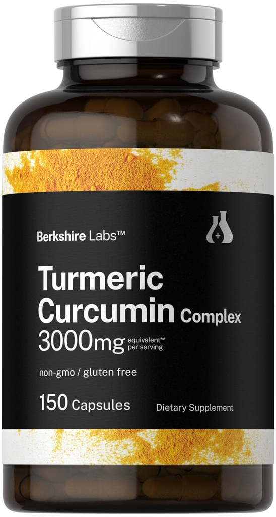 Horbäach Turmeric Curcumin 3000mg 124; 150 Capsules 124; Turmeric Suplemen dengan Ekstraksi Black Pepper 124; None-GMO, Gluten Free Herbal Complex 124; oleh Lab Berkshire