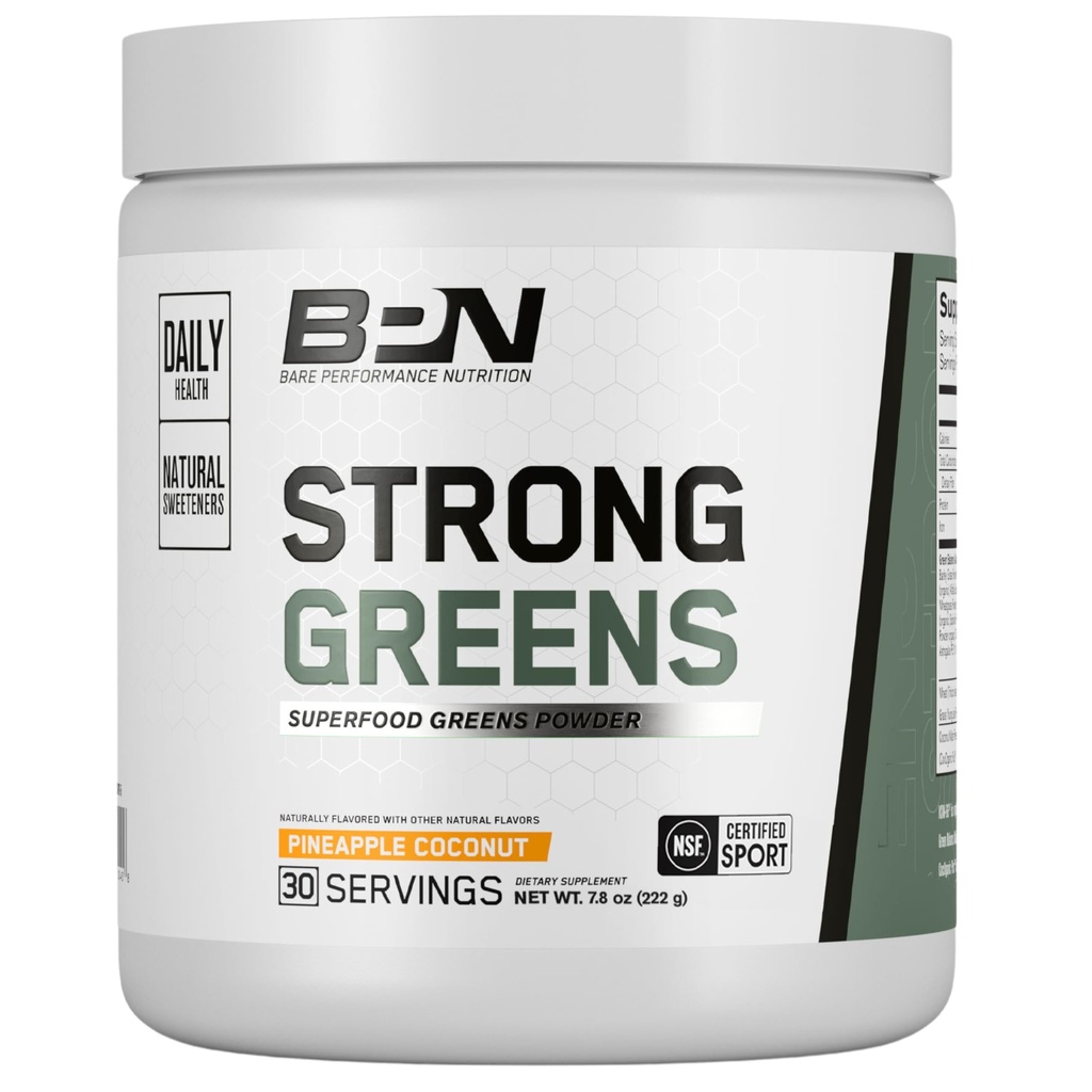 BAE PERFORMUCE NUTRISI, BPN Strong Greens Superfood Pounder, Diatles Immedised Energy, Immune System Support, Pineapple Coconut