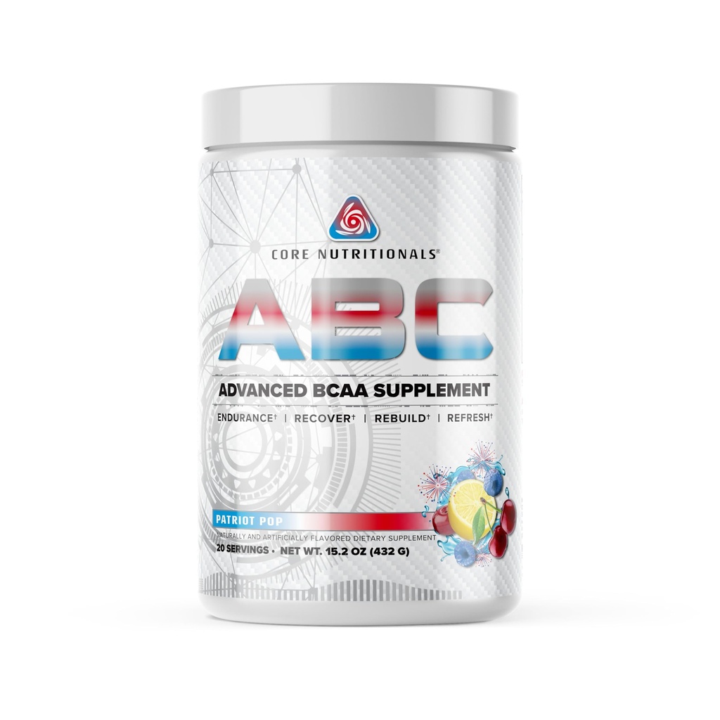 Core Nutronionals ABC Advanced BCAA Supplemen 124; Amino Acid Recovery Blend 124; dengan Glutamine, Beta Alanine, Citrulline Melayu 124; 20 Pelayan (Patriot Pop)