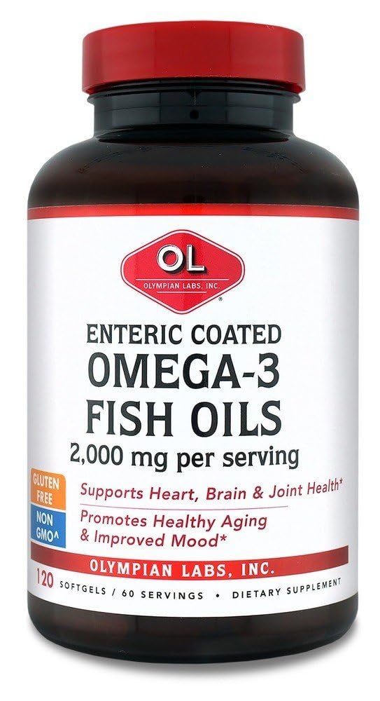 Olympian Labs Entertaic Coated Omega 3 Fish Oils, 2000 mg per melayani / 60 porsi, 120 Softgels