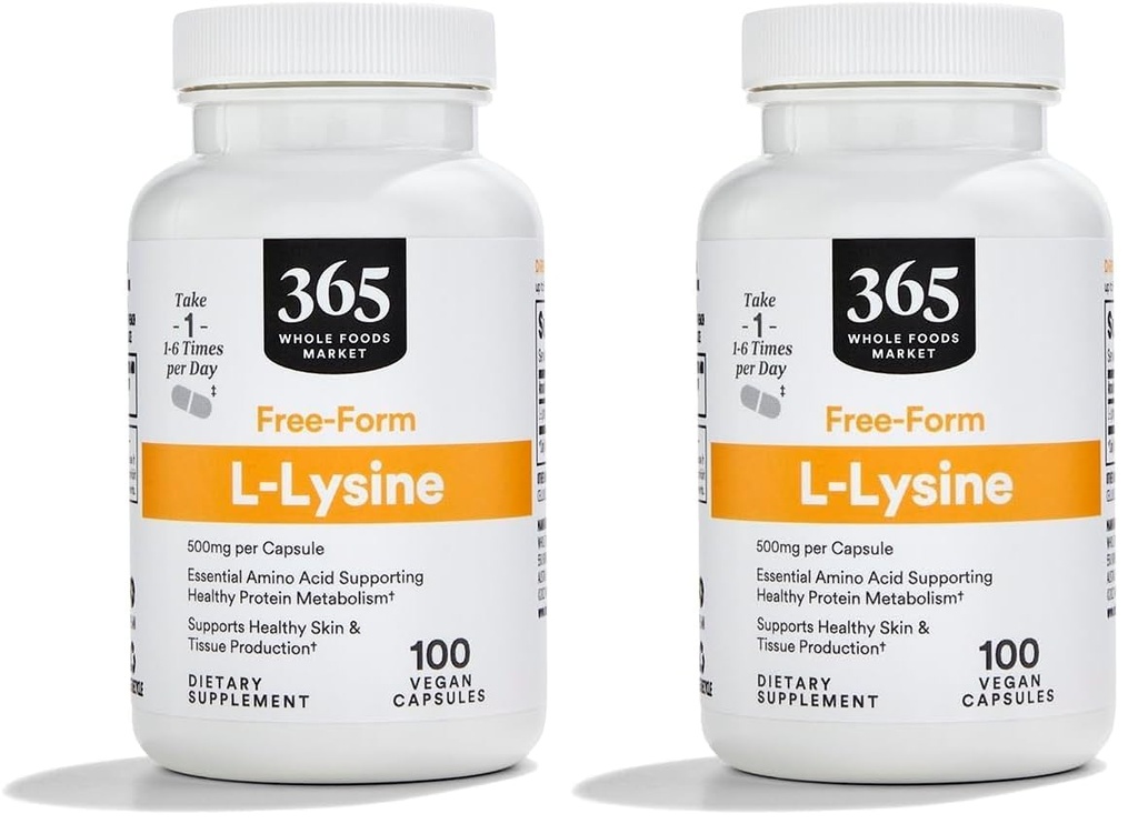 365 By Whole Foods Market, L Lysine 500 Mg Vegetable Capsules, 100 Cacah (Paket 2)