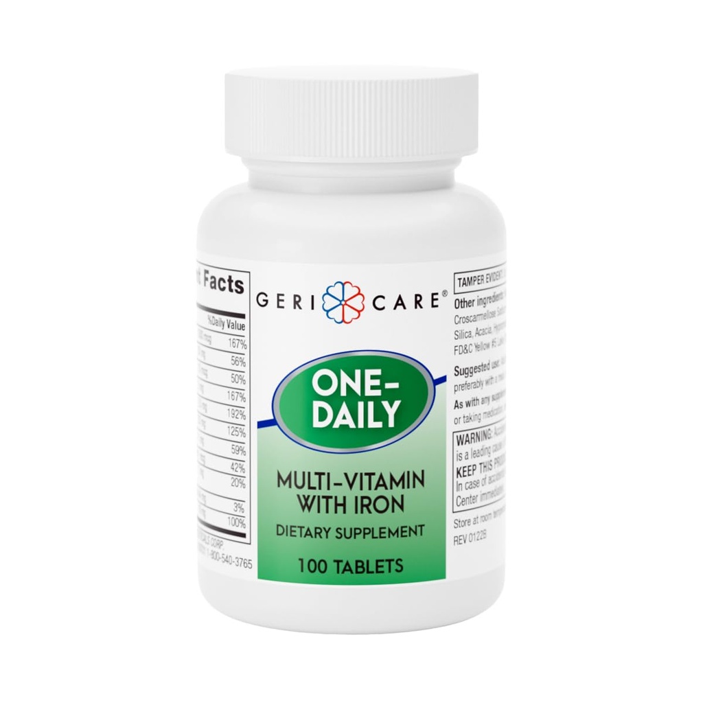 GeriCare One-Daily Multi- Vitamin with Iron Tablets, 100 Count (Paket 1)