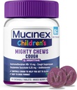 Mucinex Children 's Mighty Chews Nighttime Kids Cough Medicine, Easy to Dose Cough Suppresan with Dextromethorphan, Children Travel Medicine for Cough, Mixed Berry Flavor, 16 Obat Tablets Chewable
