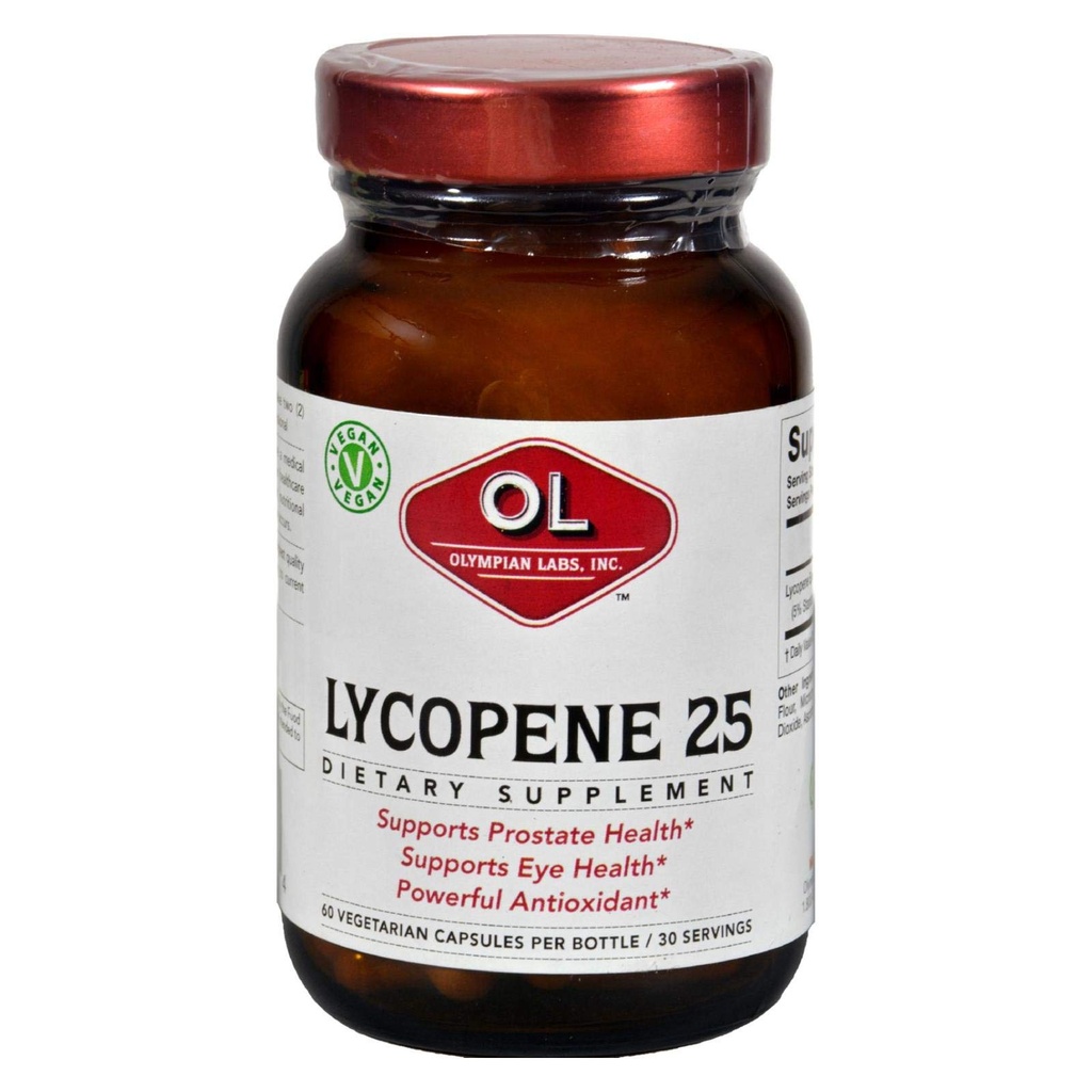 Lab Olympian Lycopen 25mg, Mata Pendukung Antioksidan yang kuat, Prostat & Heart Health, Gluten Free, Non-GMO, 60 Vegan Capsules