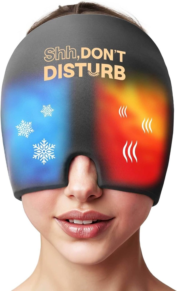 Migraine Relief Cold Cap - Reconable Gel Ice Pack Head Crap for Headaches, Puffy Eyes, Sinus Pressure, Hangover - 360 ° Compression Migraine Hat for Women & Men - Cooling Cap for Tension & Stress Relief