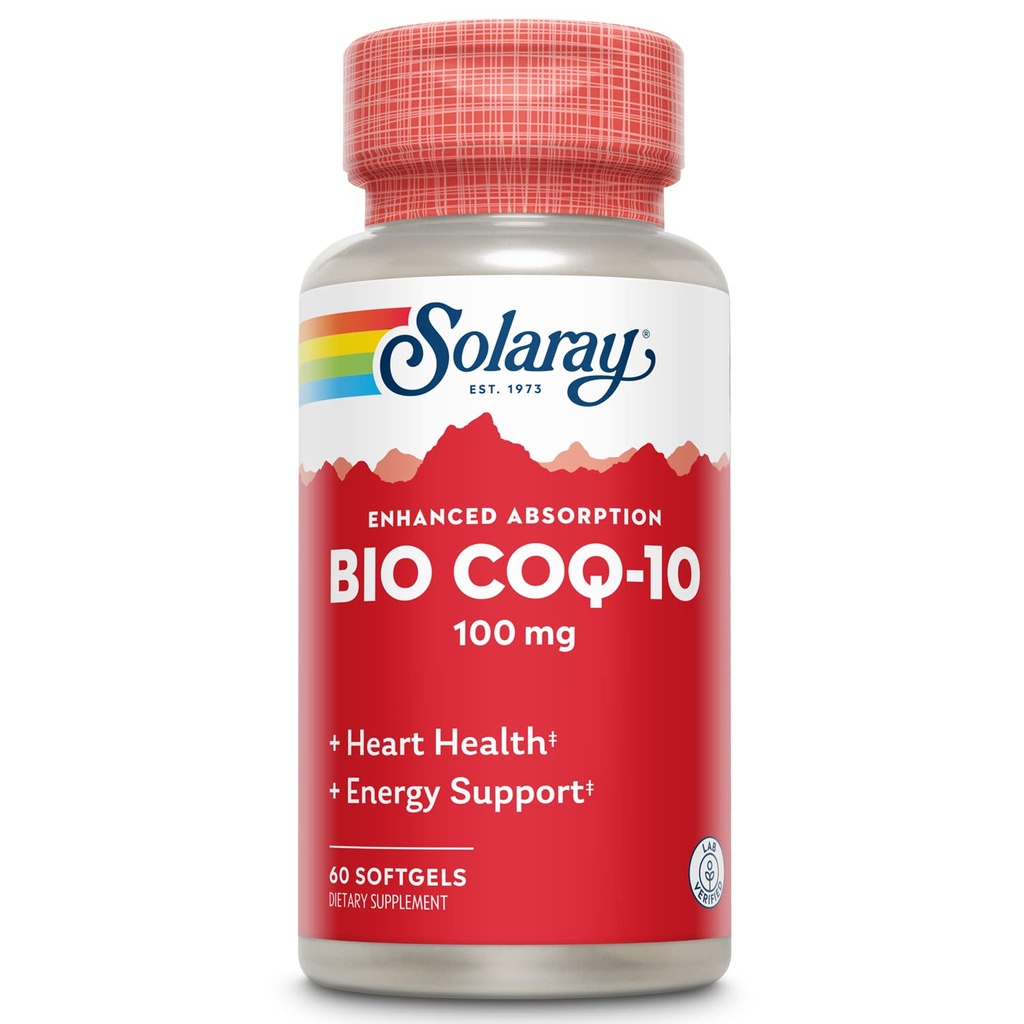 SOLARAY Bio CoQ-10 100 mg 124; Enhanced Absorpsi 124; Vitamin A & E 124; Hati Sehat & Cellular Dukungan Energi (60 CT)