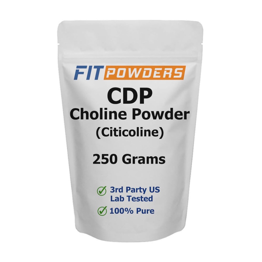 Powder citicoline, Popper Chooline CDP Murni dengan Scoop, Non- GMO, Suplemen Kognitive untuk Memori dan Belajar (250 Grams)